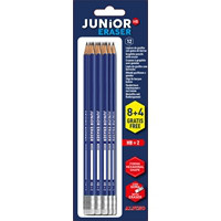 Blister 8 lápices de grafito Junior con goma +  4 GRATIS